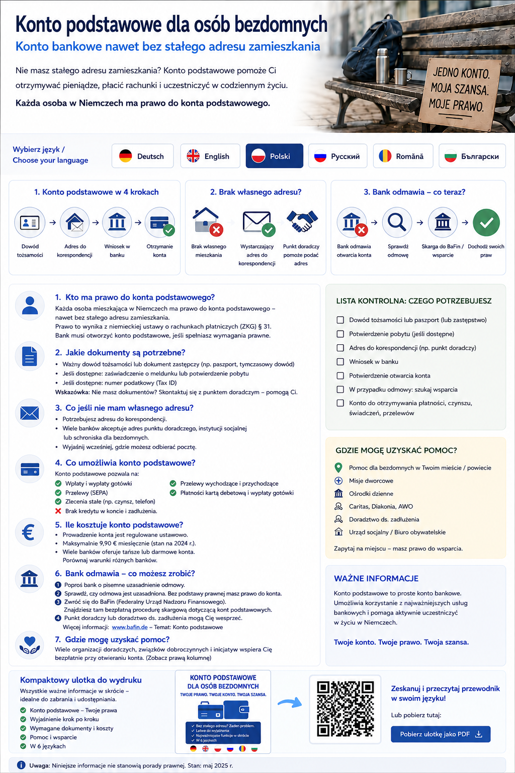 Konto podstawowe dla osób bezdomnych – konto bankowe bez stałego adresu – Polski